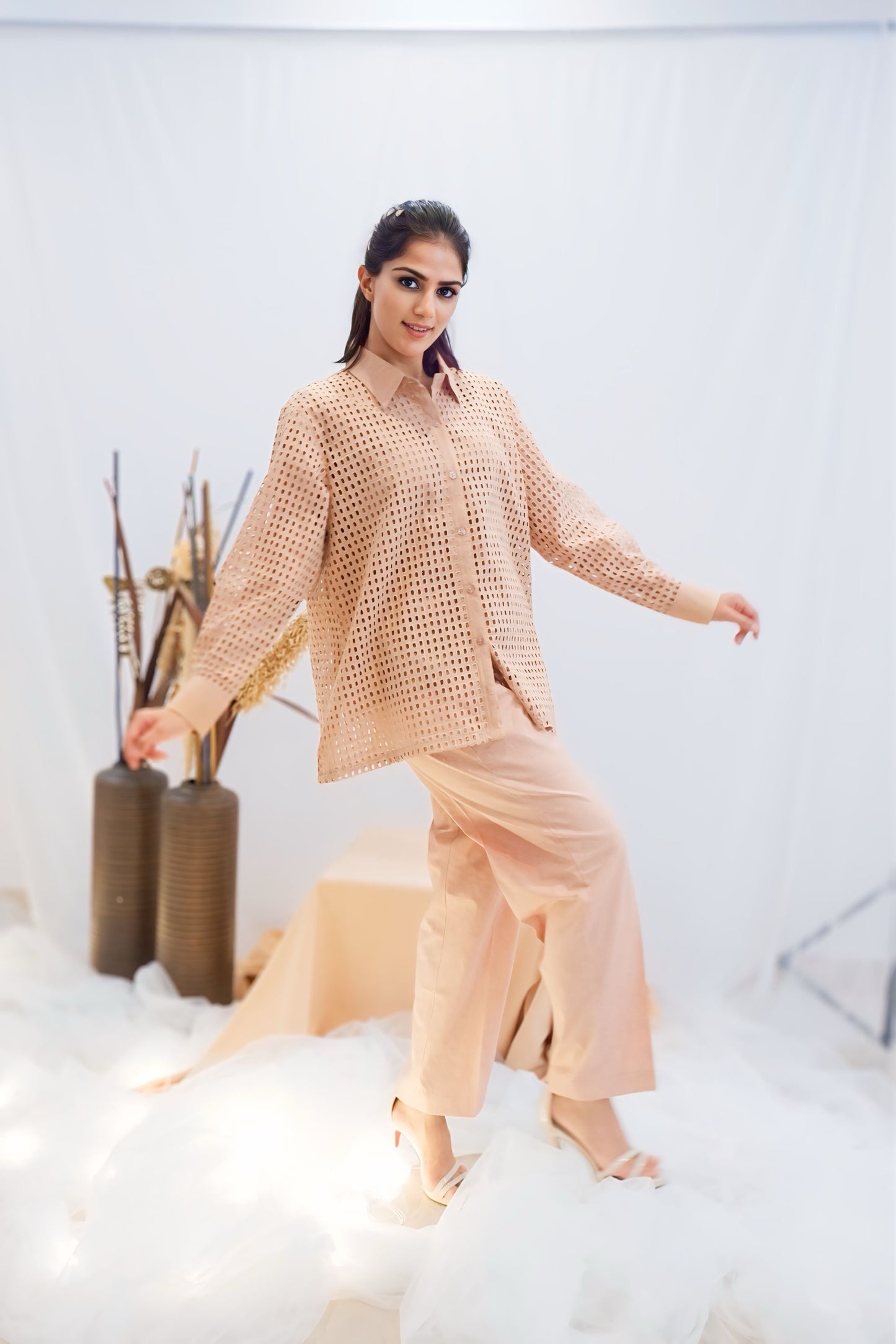 Blush Grid Panel Co-Ord Set