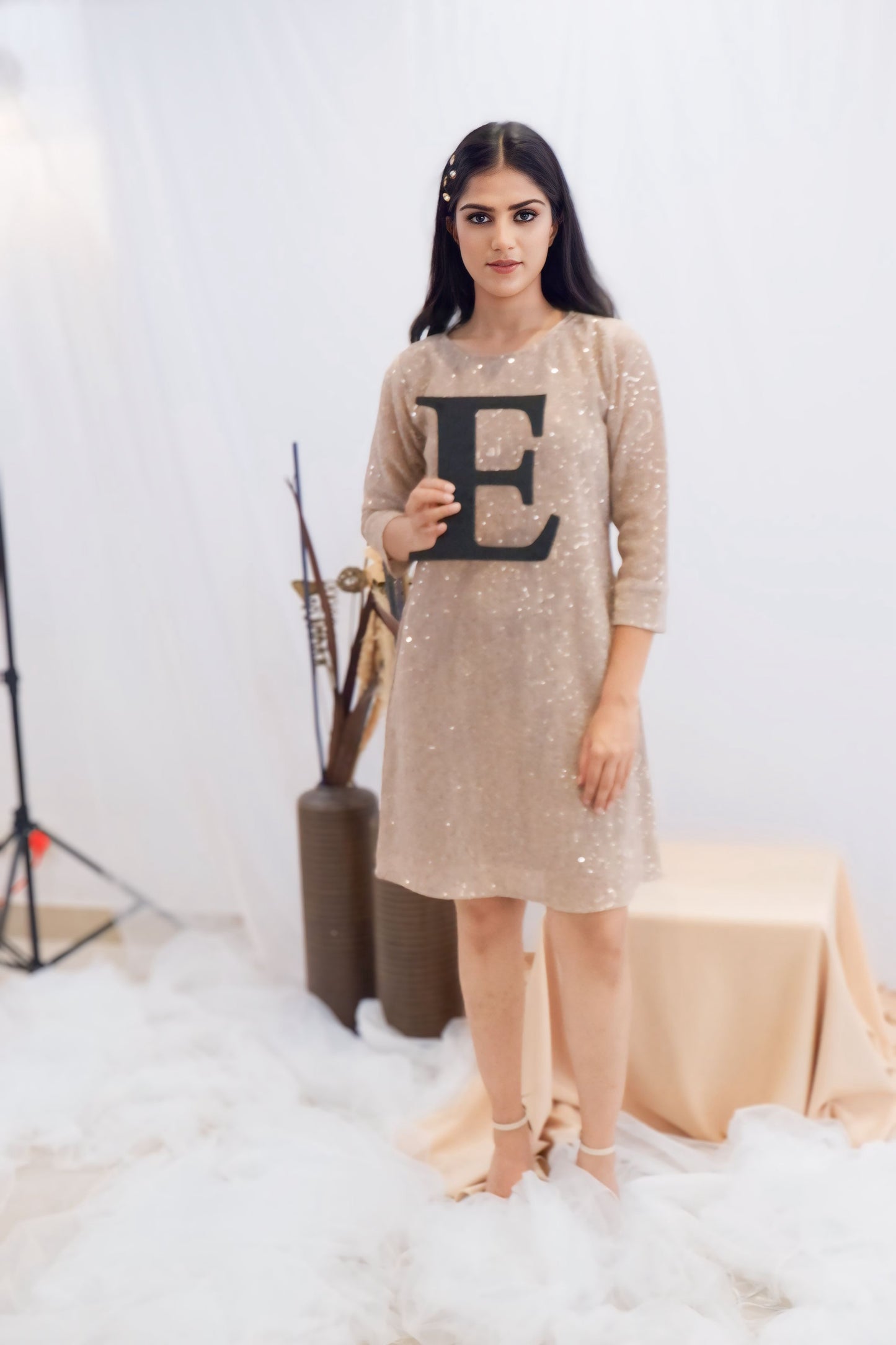 Champagne Sequin Shift Dress