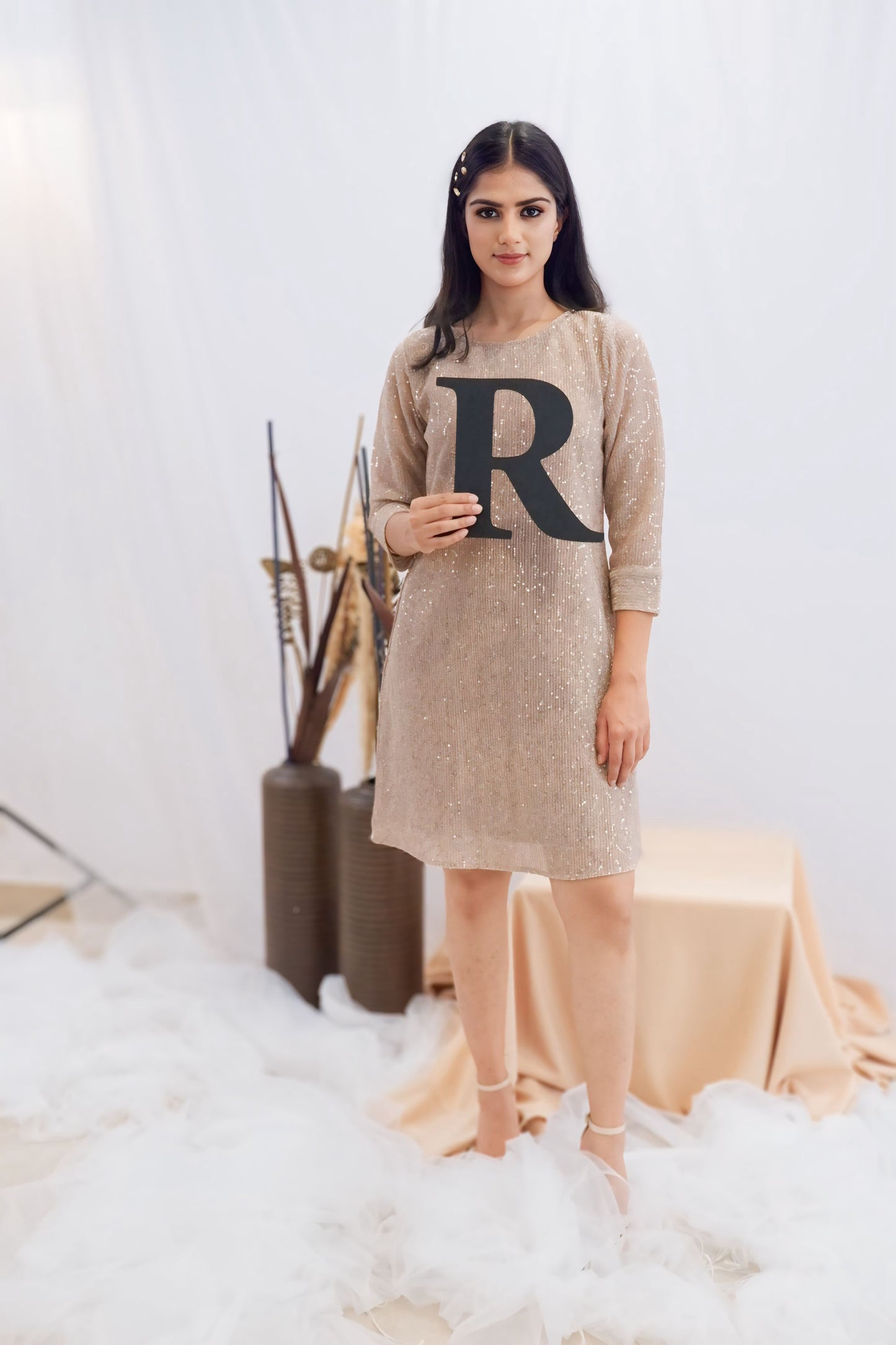 Champagne Sequin Shift Dress