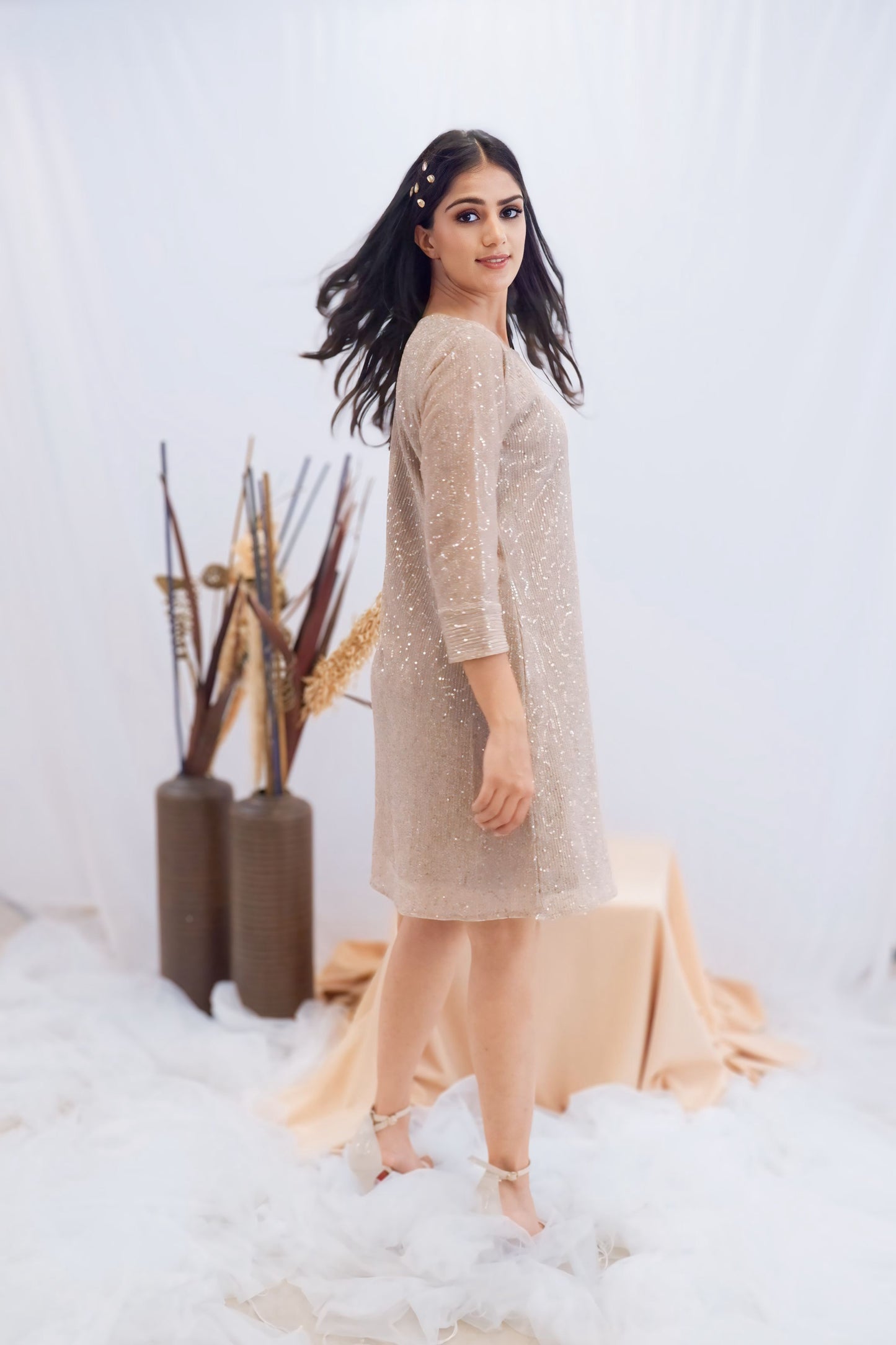 Champagne Sequin Shift Dress