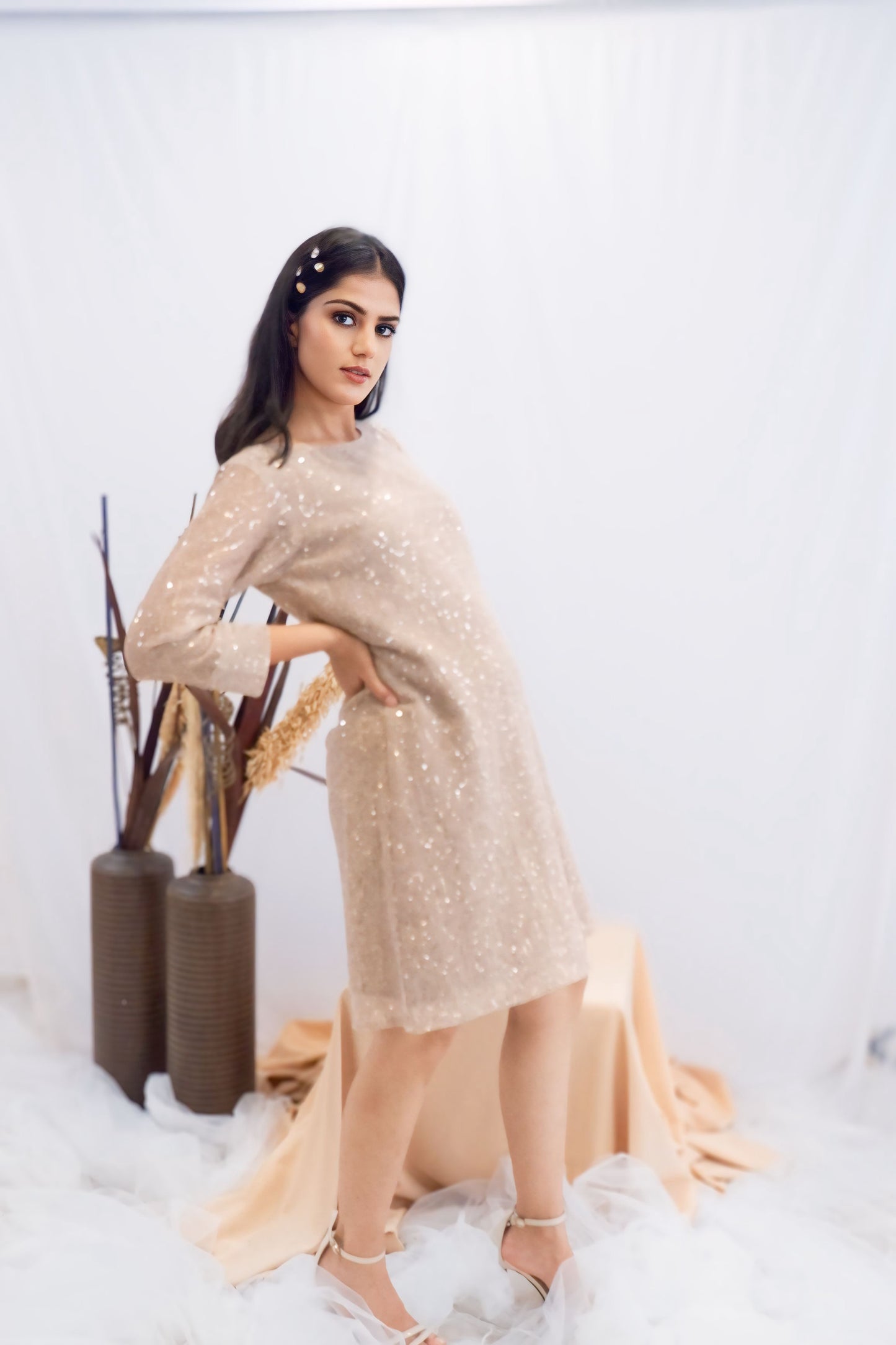 Champagne Sequin Shift Dress