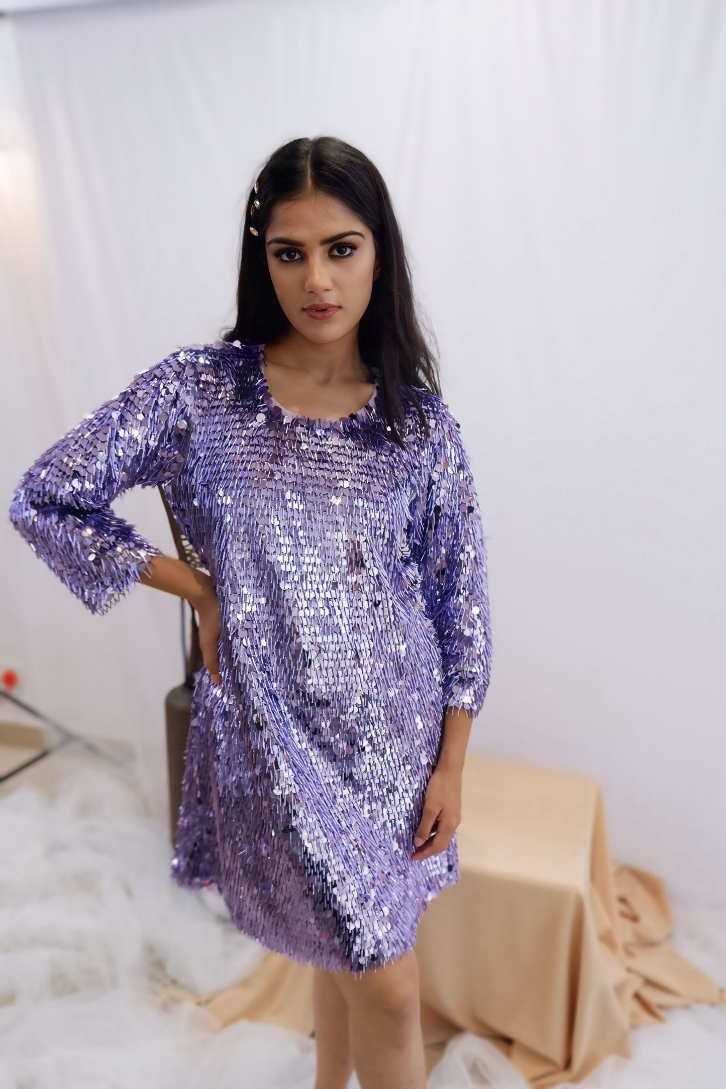 Lavender Sequin Party Dress