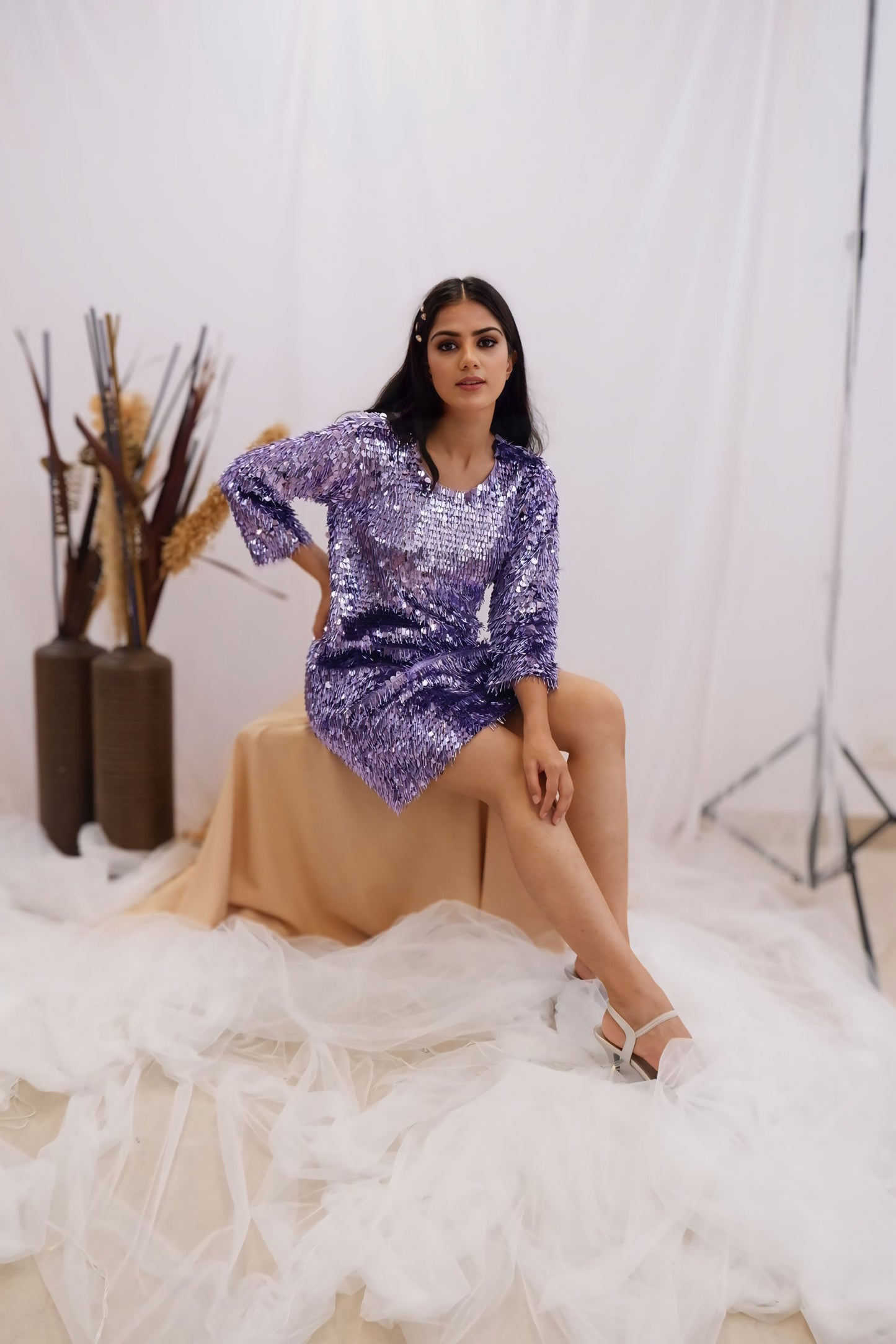 Lavender Sequin Party Dress