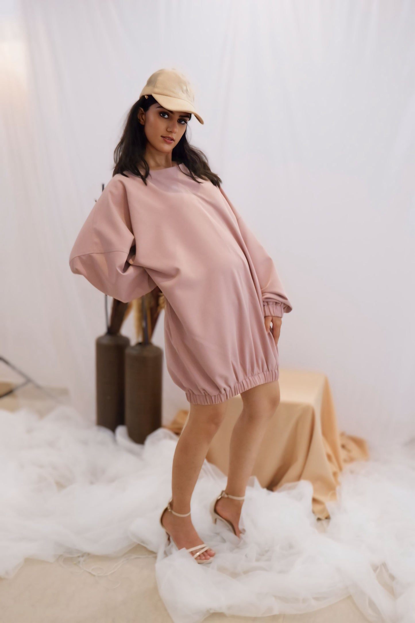 Dusty Rose Sporty-Chic Bubble Dress