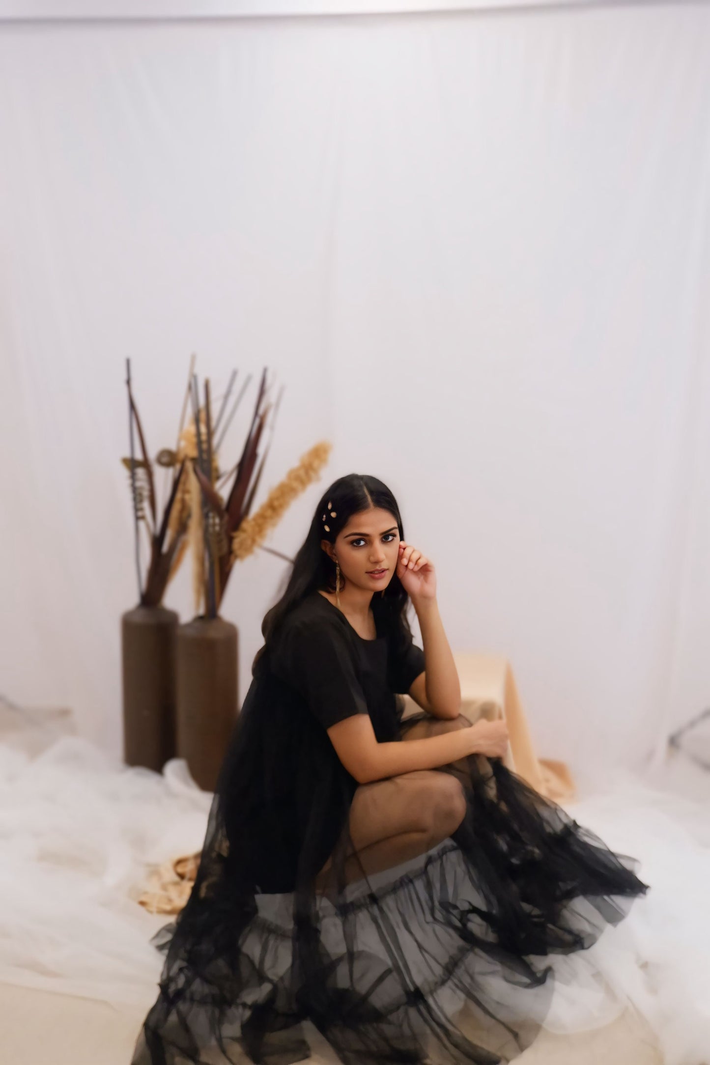 Midnight Ruffle Sheer Dress