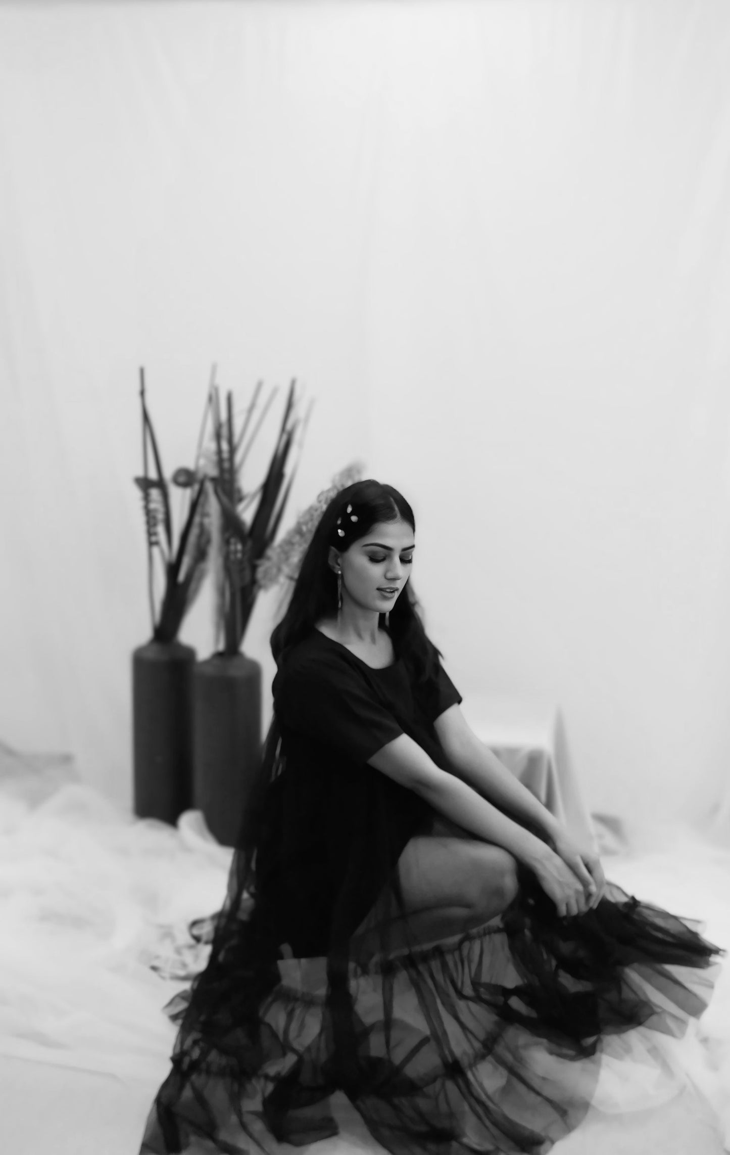 Midnight Ruffle Sheer Dress