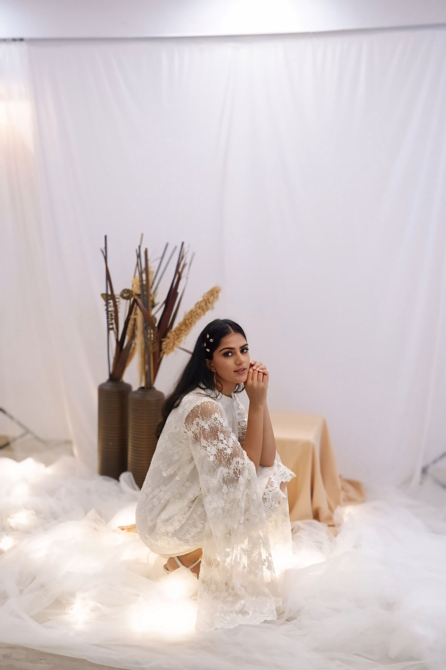 Ivory Lace Cape Dress
