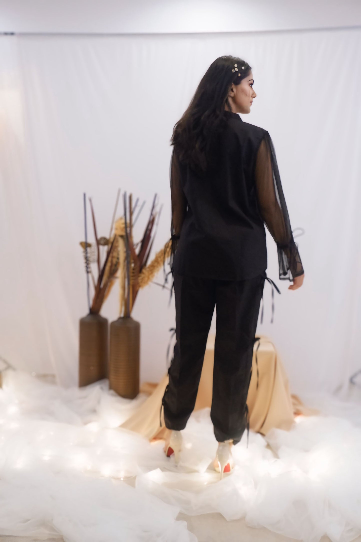 Sheer Sleeve Black Co-Ord Set