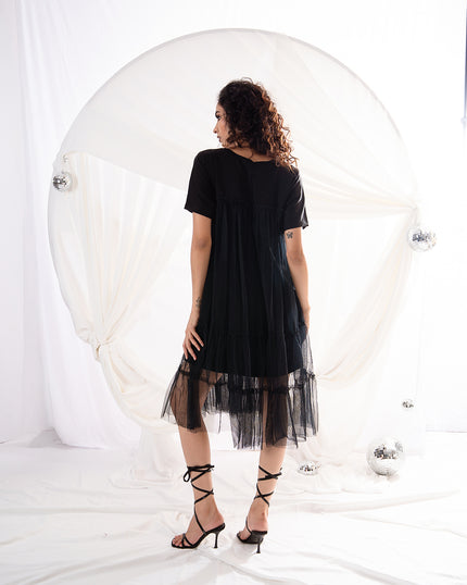 Midnight Ruffle Sheer Dress (Ready to Ship)