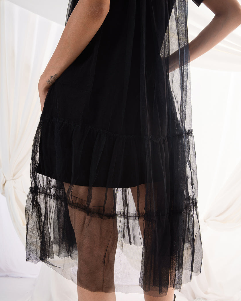 Midnight Ruffle Sheer Dress (Ready to Ship)