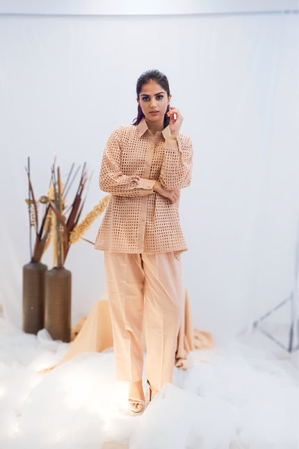 Blush Grid Panel Co-Ord Set (Ready to Ship)