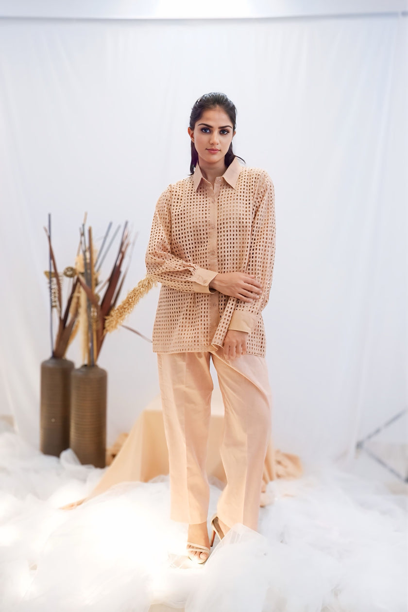 Blush Grid Panel Co-Ord Set (Ready to Ship)