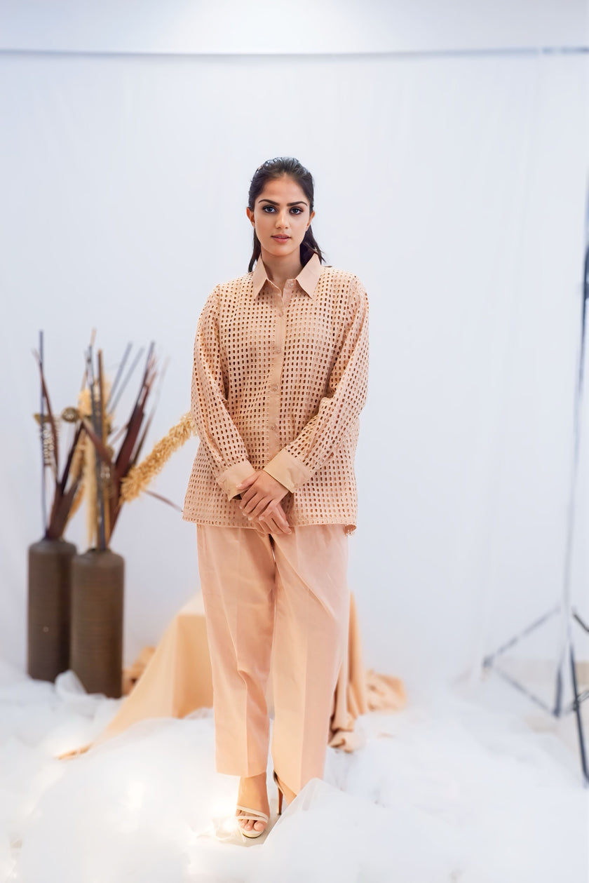 Blush Grid Panel Co-Ord Set (Ready to Ship)