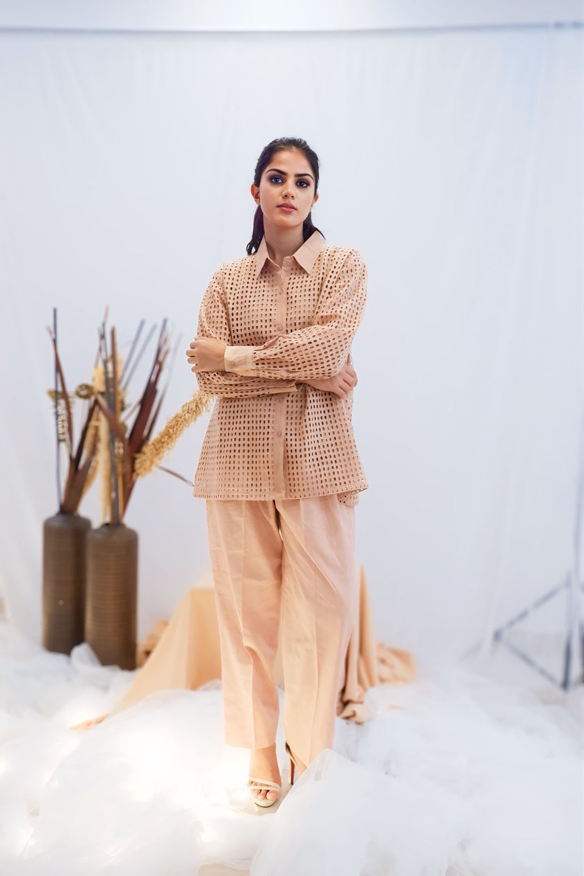 Blush Grid Panel Co-Ord Set (Ready to Ship)