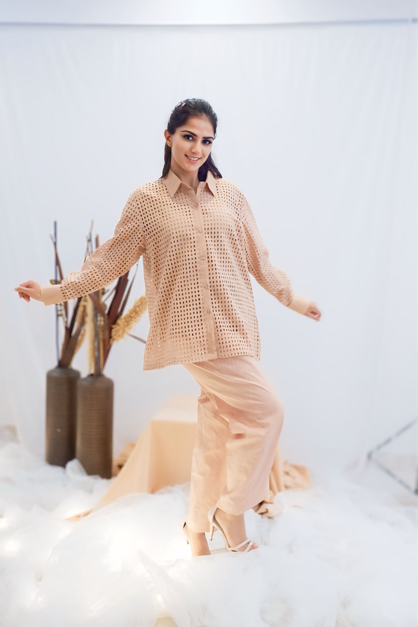 Blush Grid Panel Co-Ord Set (Ready to Ship)