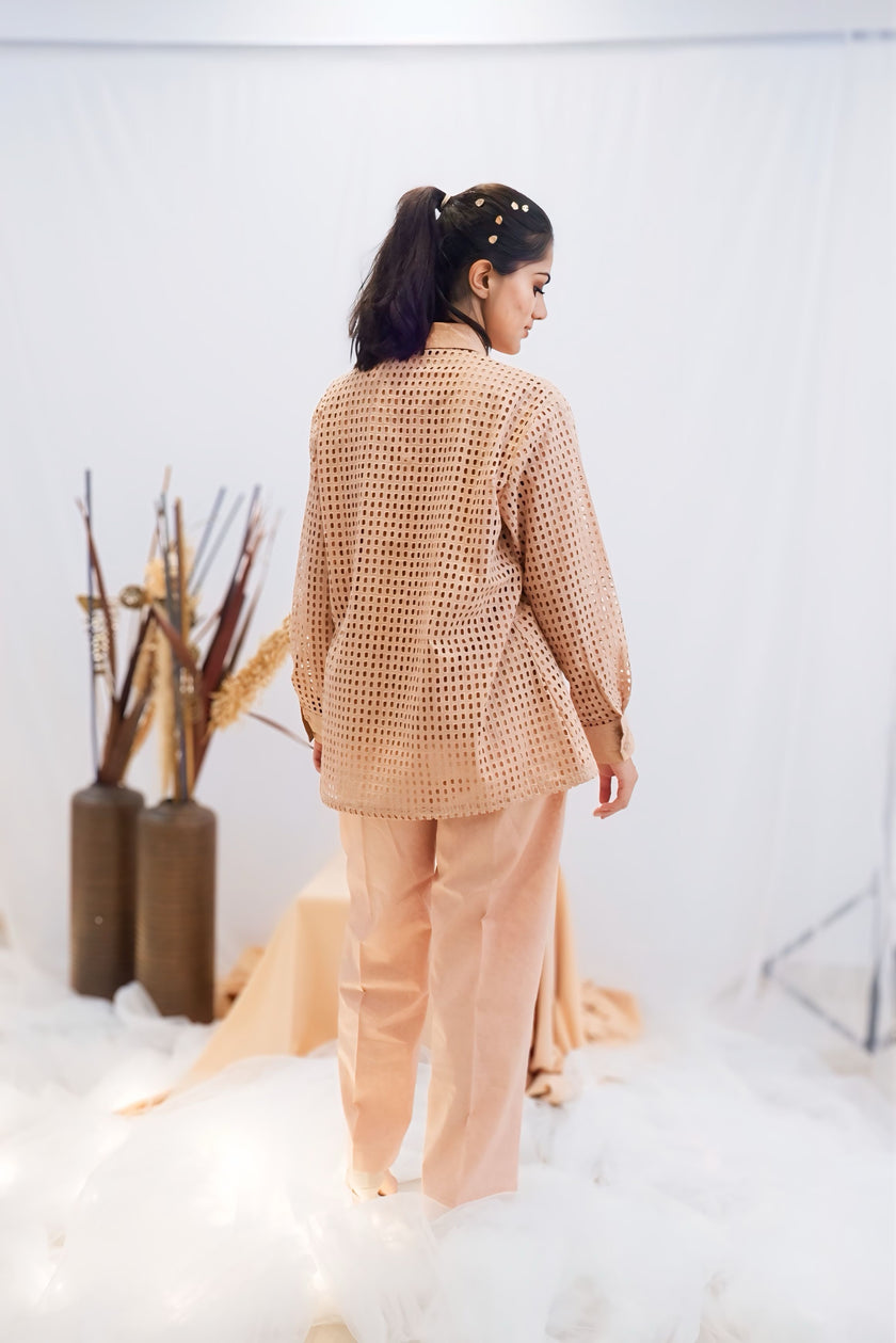 Blush Grid Panel Co-Ord Set (Ready to Ship)