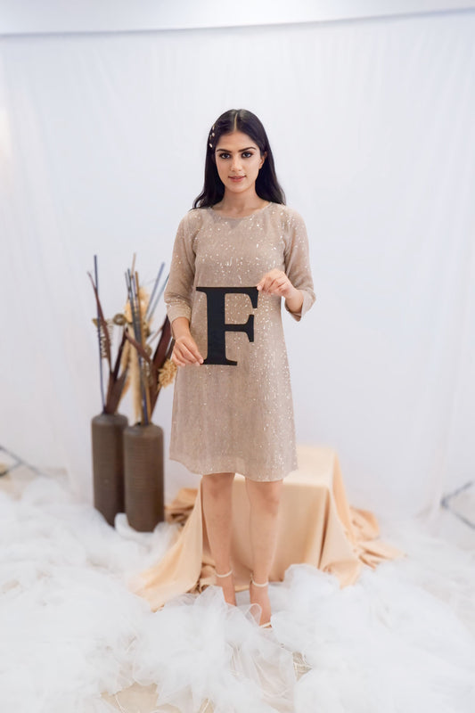 Champagne Sequin Shift Dress