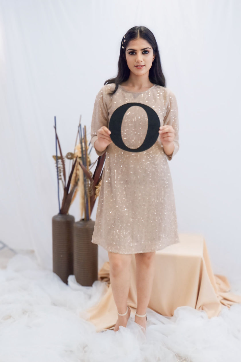 Champagne Sequin Shift Dress (Ready to Ship)