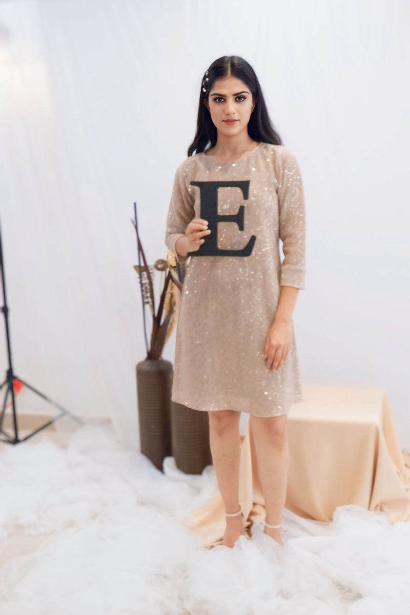 Champagne Sequin Shift Dress (Ready to Ship)