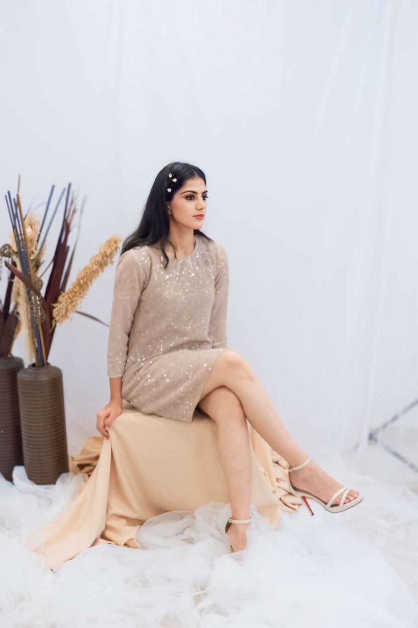 Champagne Sequin Shift Dress (Ready to Ship)