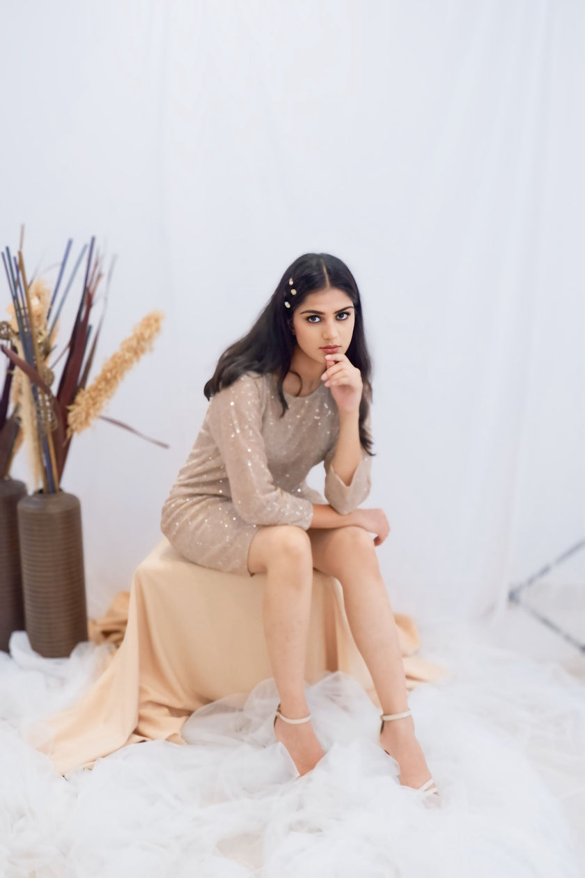 Champagne Sequin Shift Dress (Ready to Ship)