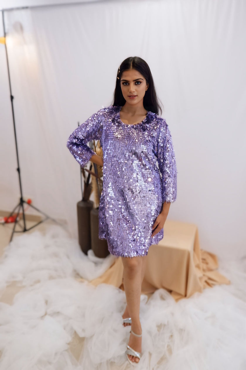 Lavender Sequin Party Dress (Ready to Ship)