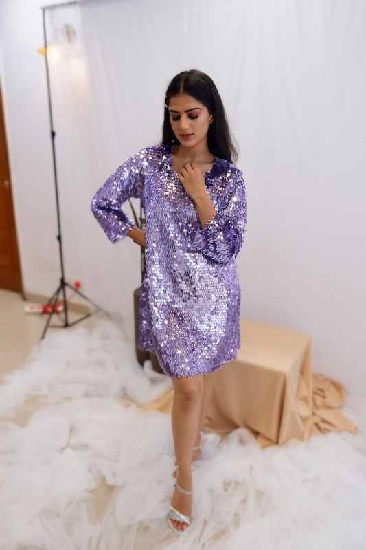 Lavender Sequin Party Dress