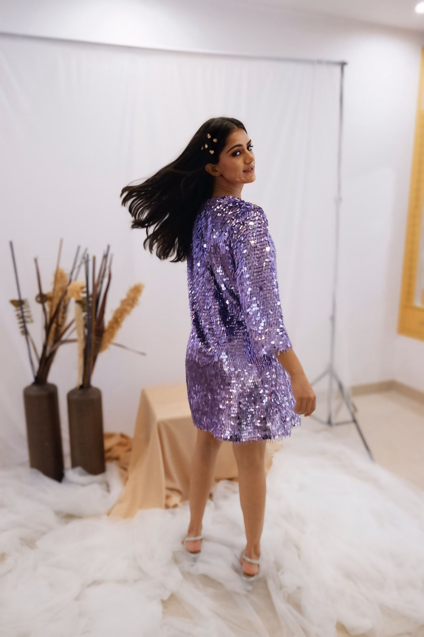 Lavender Sequin Party Dress (Ready to Ship)