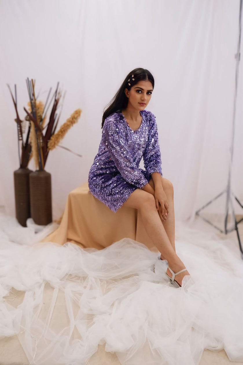Lavender Sequin Party Dress (Ready to Ship)