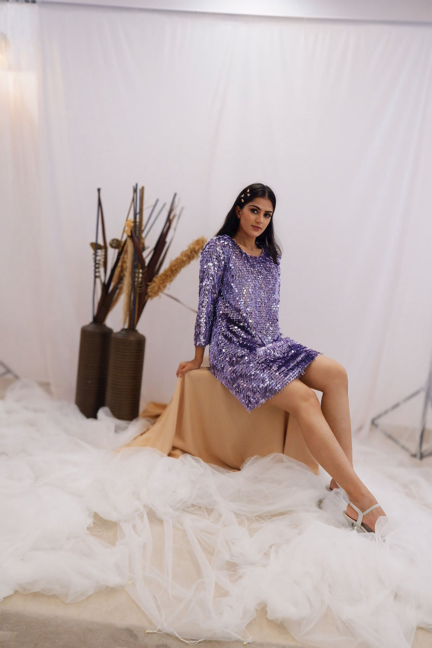 Lavender Sequin Party Dress (Ready to Ship)