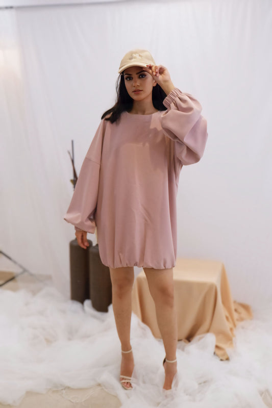 Dusty Rose Sporty-Chic Bubble Dress