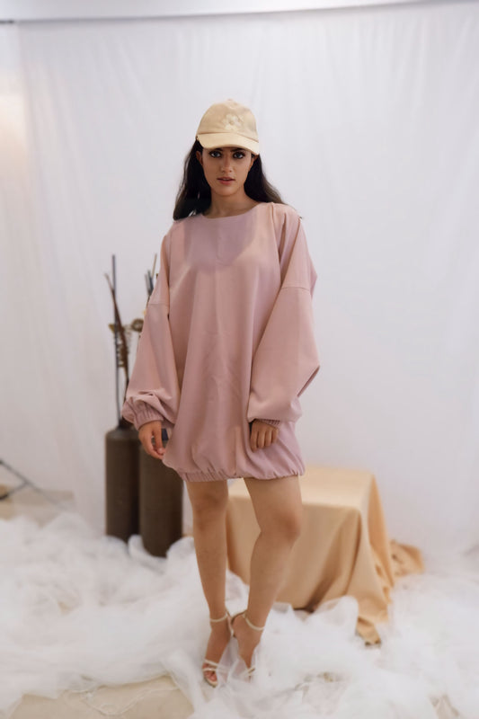 Dusty Rose Sporty-Chic Bubble Dress