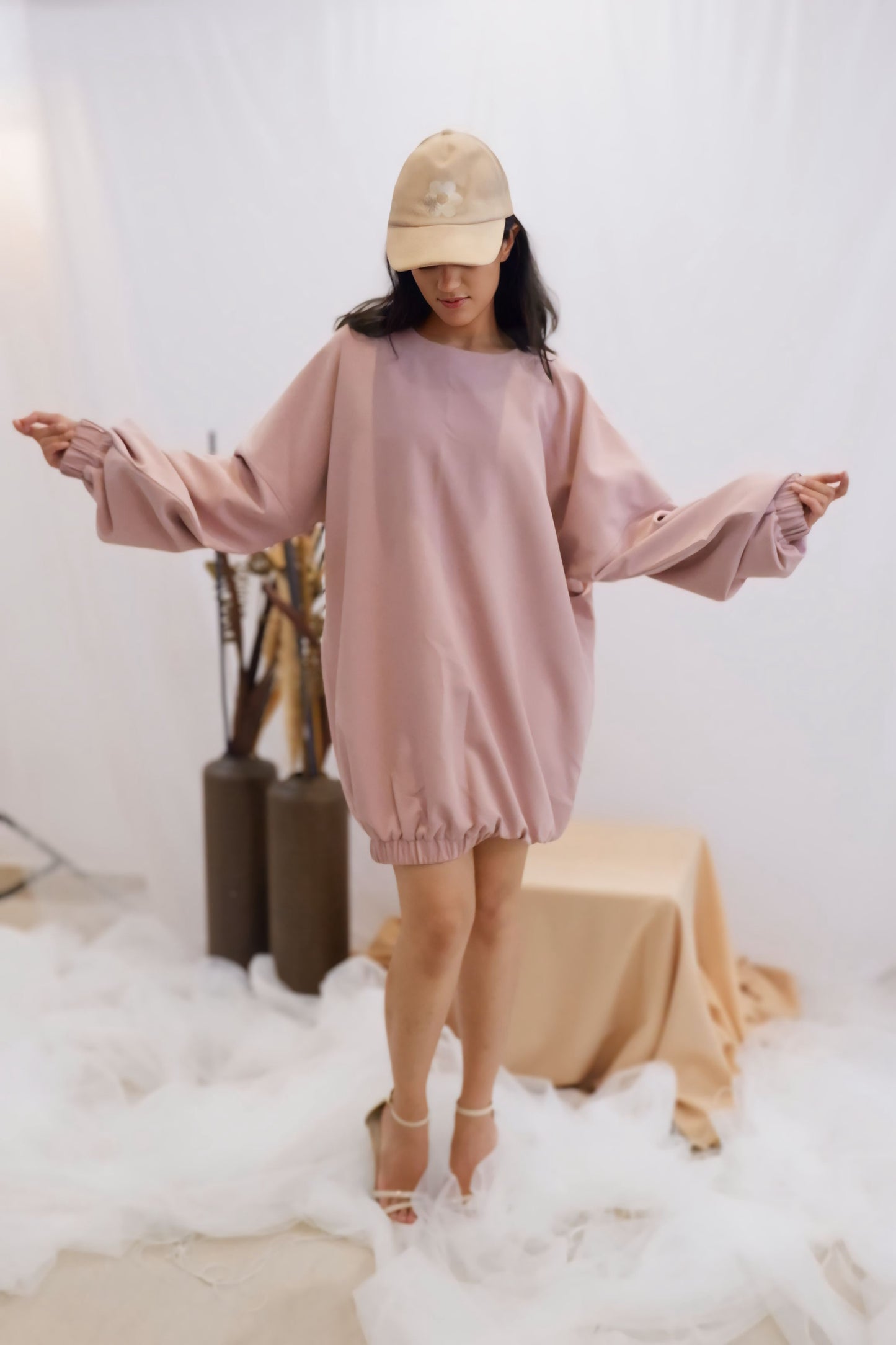 Dusty Rose Sporty-Chic Bubble Dress