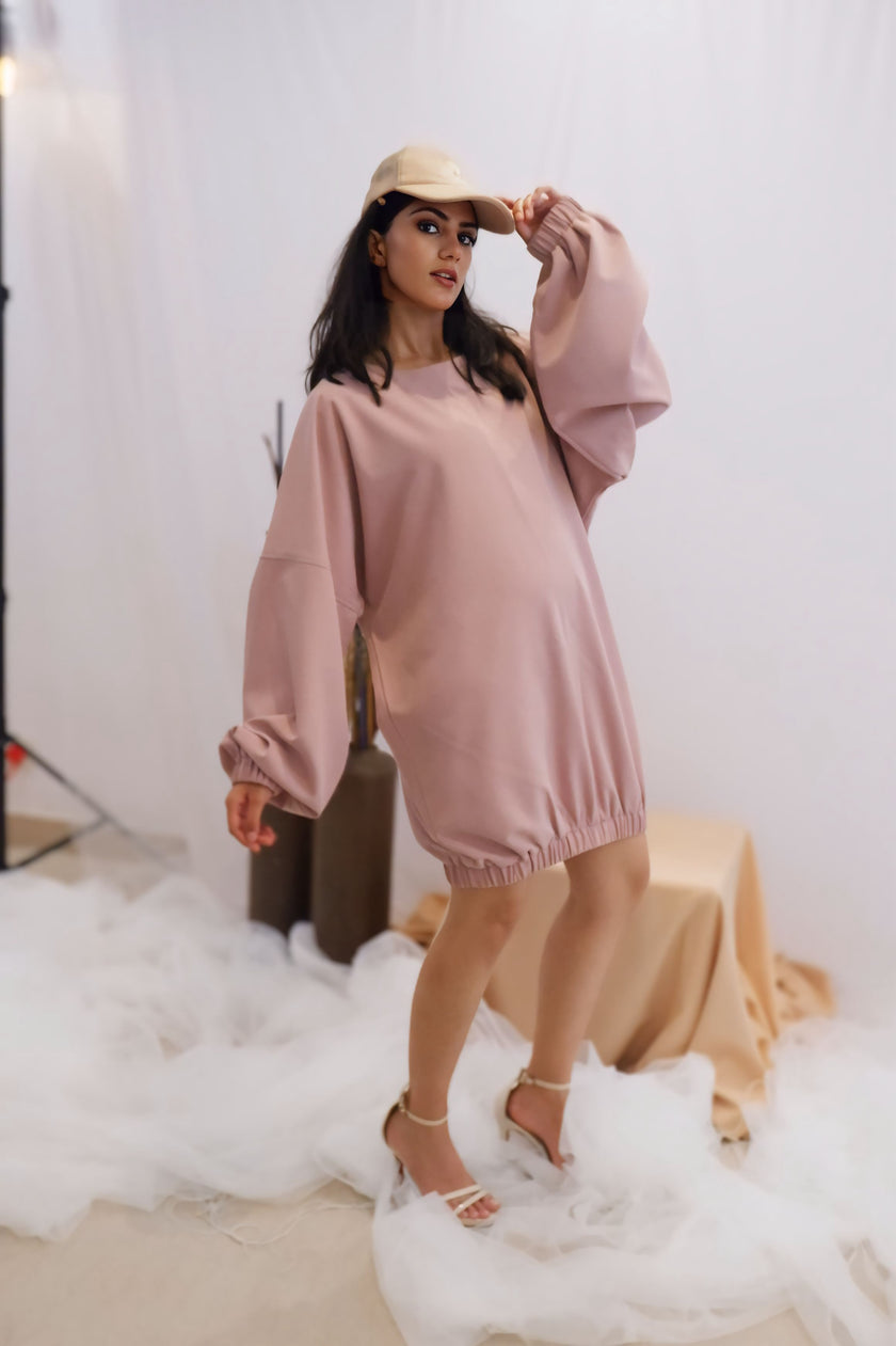 Dusty Rose Sporty-Chic Bubble Dress (Ready to Ship)