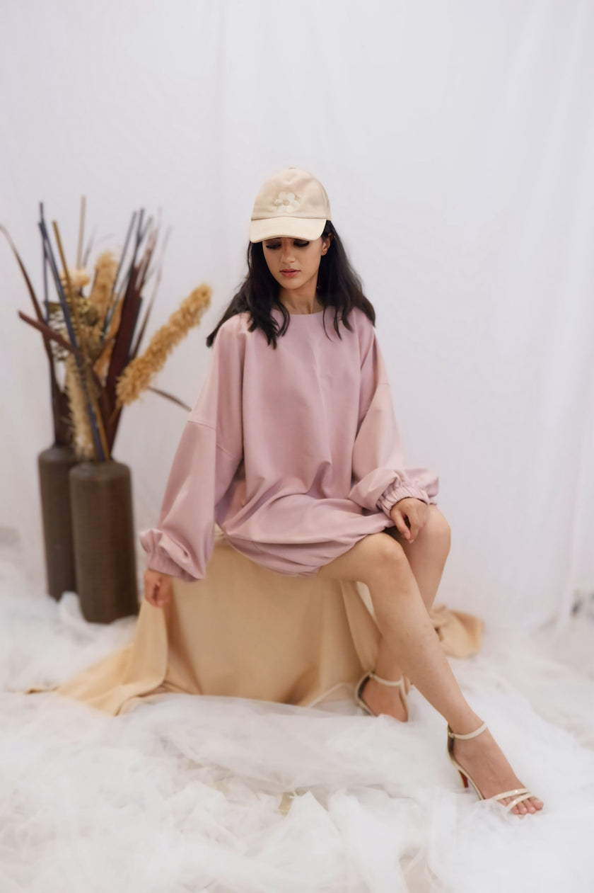 Dusty Rose Sporty-Chic Bubble Dress (Ready to Ship)