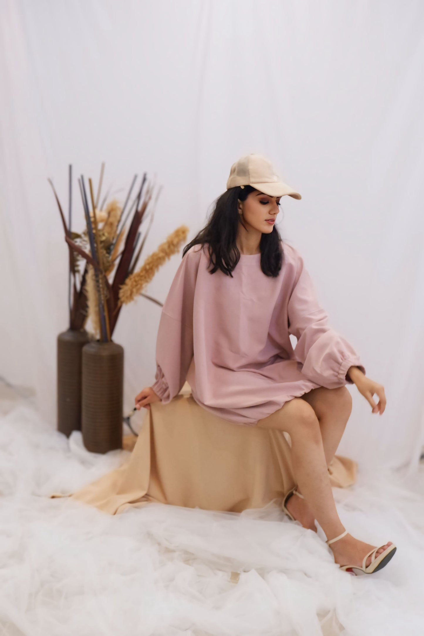 Dusty Rose Sporty-Chic Bubble Dress