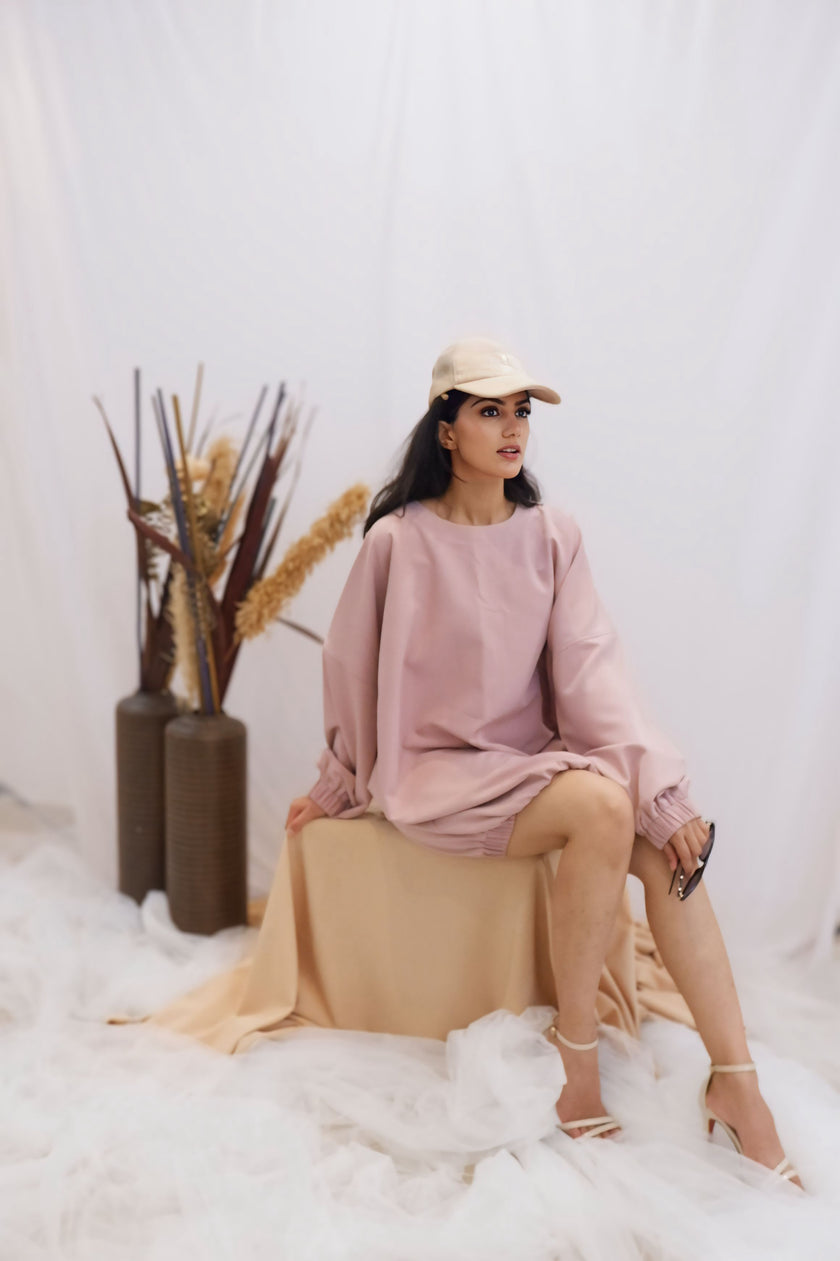 Dusty Rose Sporty-Chic Bubble Dress (Ready to Ship)
