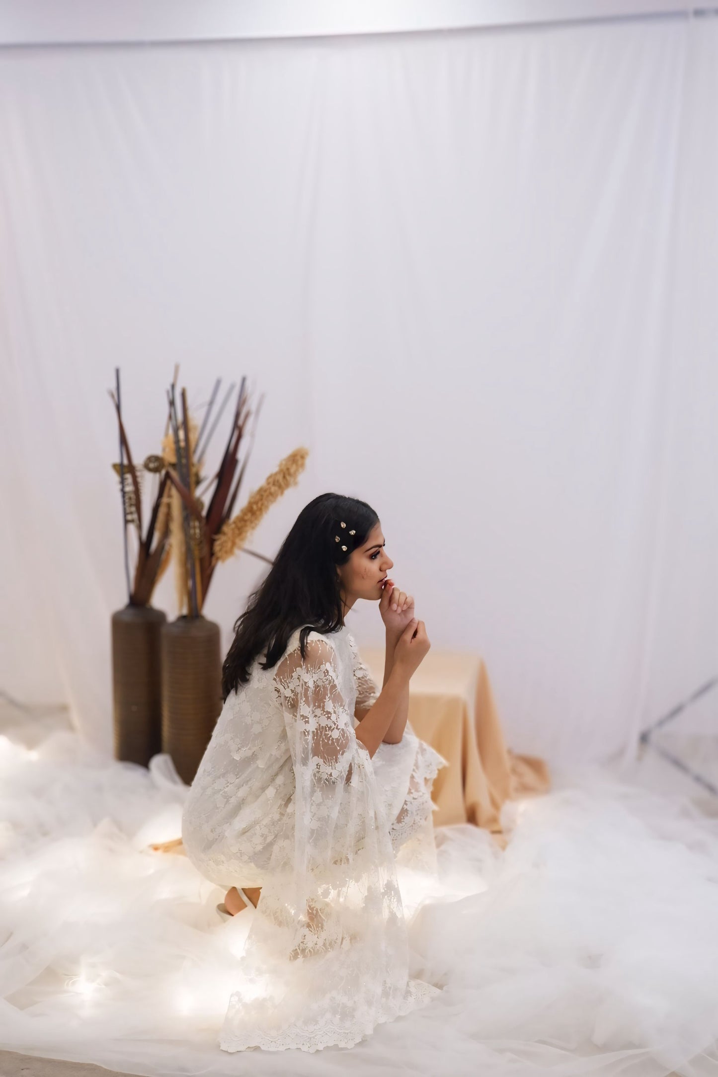 Ivory Lace Cape Dress