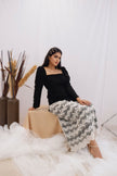 Black & Lace Contrast Midi Dress (Ready to Ship)