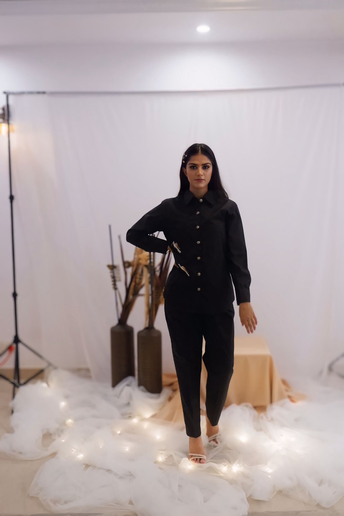 Minimal Black Embroidered Co-Ord Set