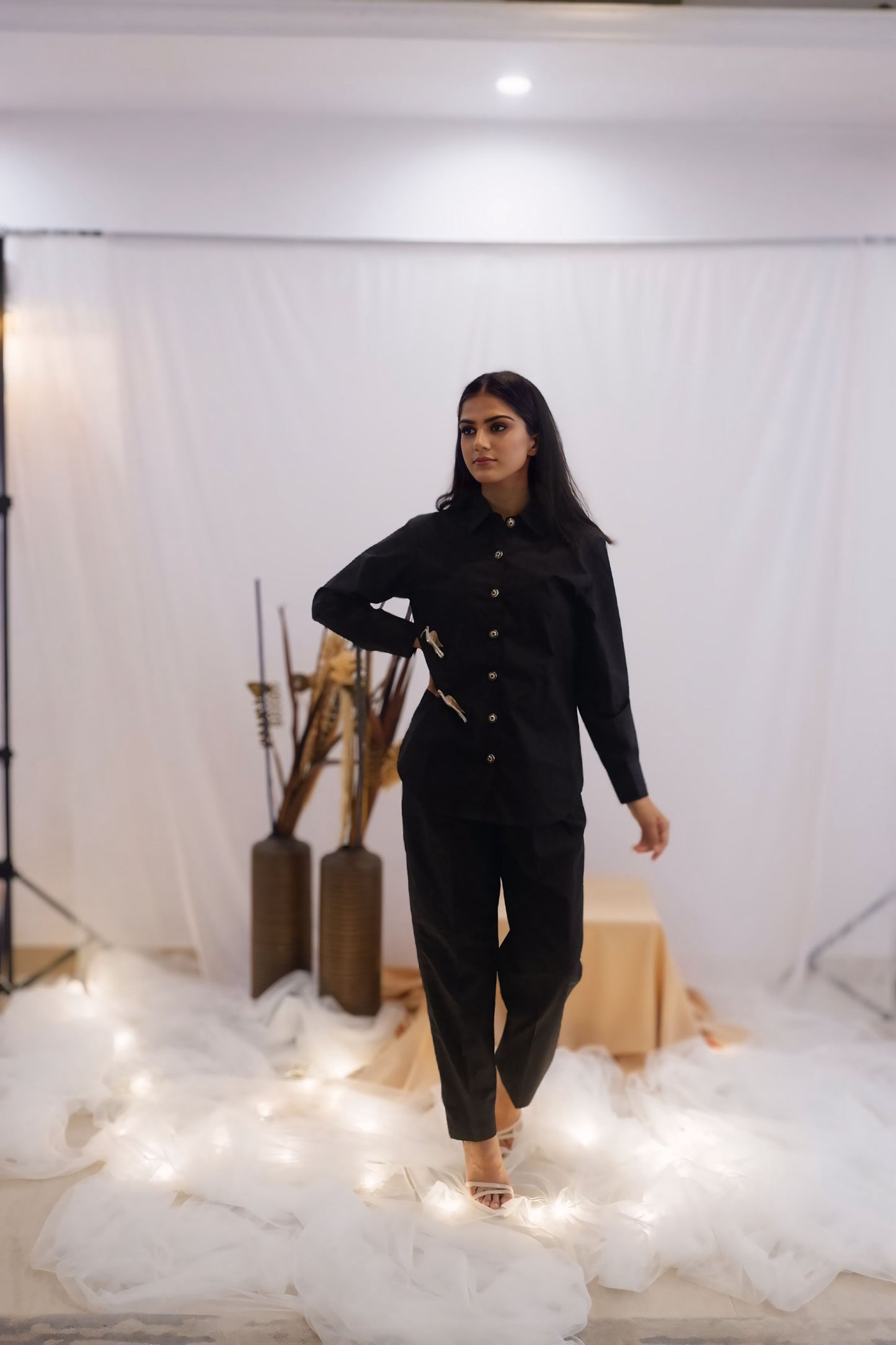 Minimal Black Embroidered Co-Ord Set