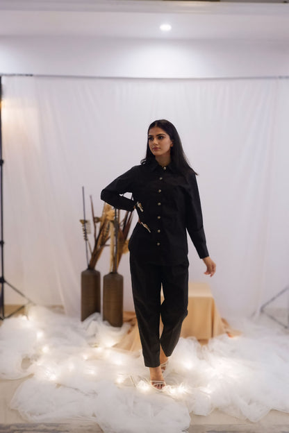 Minimal Black Embroidered Co-Ord Set