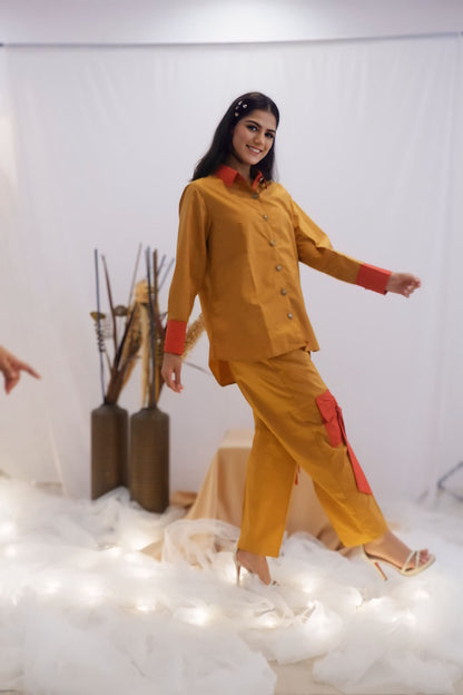 Mustard & Coral Bow Co-Ord Set