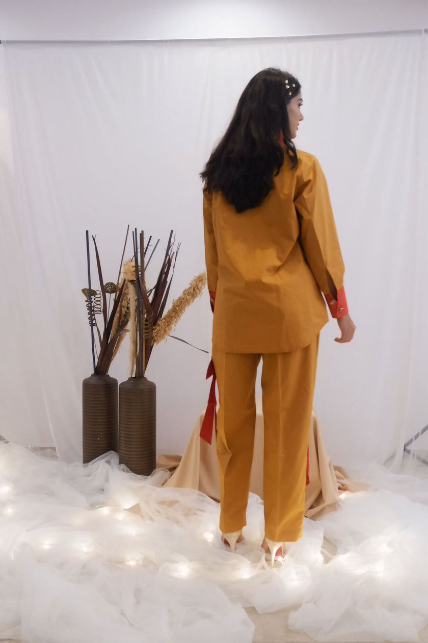 Mustard & Coral Bow Co-Ord Set (Ready to Ship)