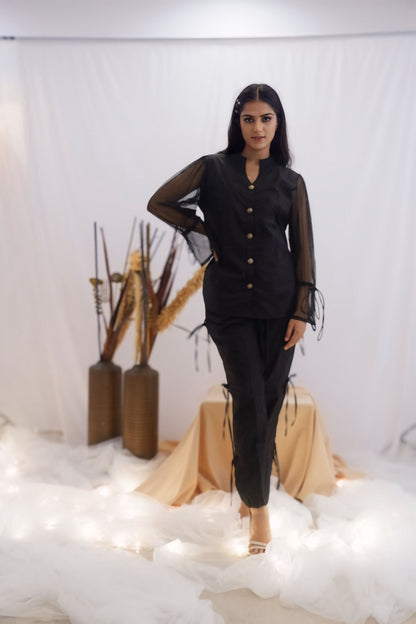 Sheer Sleeve Black Co-Ord Set