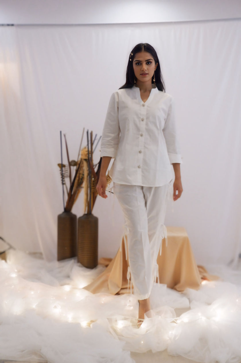 All-White Drawstring Co-Ord Set (Ready to Ship)