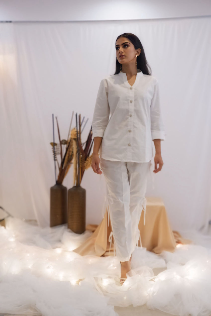 All-White Drawstring Co-Ord Set (Ready to Ship)