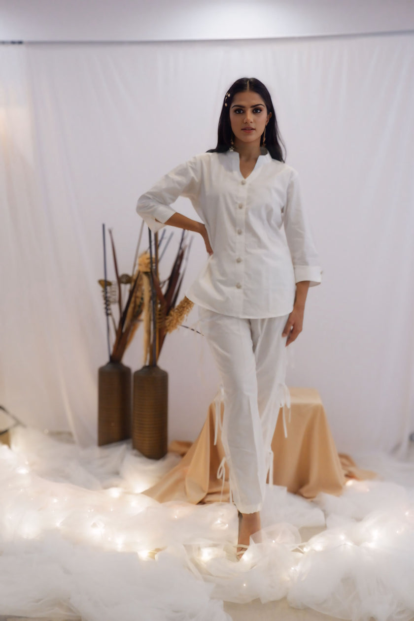 All-White Drawstring Co-Ord Set (Ready to Ship)