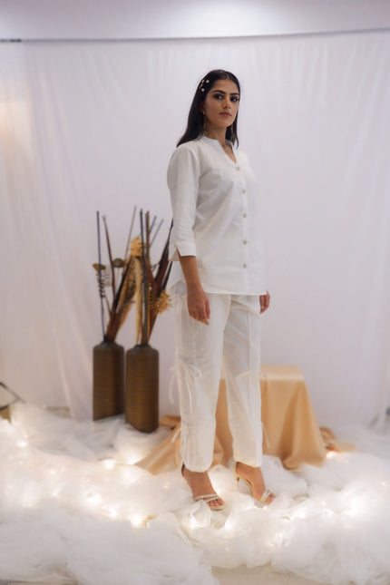 All-White Drawstring Co-Ord Set (Ready to Ship)