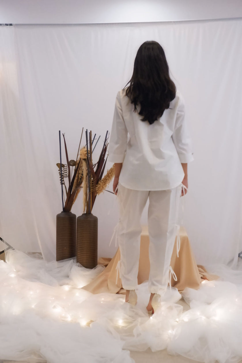 All-White Drawstring Co-Ord Set (Ready to Ship)